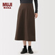MUJI 女式橫豎彈力起毛寬擺裙長(cháng)半身裙裙子女裝 25年冬季 BE1XXC5A 棕色 XL (165/74A)