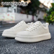 Westlink西遇男鞋2026新款百搭厚底增高小白鞋真皮簡(jiǎn)約高級感運動(dòng)板鞋 奶油白 39