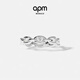 APM Monaco白色密鑲鏈環(huán)戒指個(gè)性典雅情侶對戒情人節禮物 銀色（建議拍小一碼） 056