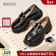 百思圖2025秋商場(chǎng)新款牛皮厚底增高樂(lè )福鞋通勤深口女單鞋VZF14CA5 黑色 37