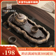 小院遇見(jiàn)禪意心經(jīng)茶托盤(pán)小型家用功夫茶具干泡臺蓄水壺承托盤(pán)粗陶 古早燒系列-觀(guān)自在手執壺套裝