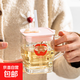 高顏值家用玻璃杯女2025新款水杯大容量方形杯子夏季果汁吸管杯 樂(lè )享吸管杯【蘋(píng)果熊】 400ml 1只