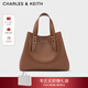 CHARLES&KEITH柔軟兩用大容量子母托特包女生日情人節禮物送女友CK2-50782360 Chocolate巧克力色 L