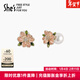 She's茜子愛(ài)的模樣浪漫花朵瑩潤工藝珍珠耳環(huán)925銀針耳釘新年禮物女 淡粉色A0