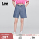 Lee涼涼褲25新品經(jīng)典五袋款設計輕薄天絲女百慕大牛仔短褲顯瘦潮