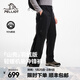 伯希和（Pelliot）【山殼羽絨版】戶(hù)外硬殼沖鋒褲男2025新款秋冬保暖壓膠登山褲女 【男款】曜石黑 | 輕暖90%鵝絨 L