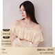 SNIDEL2025春夏甜美一字肩木耳邊泡泡袖流蘇襯衫SWFB251161 米色 均碼
