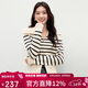 秋水伊人經(jīng)典條紋元素上衣2025年冬季新款時(shí)尚大翻領(lǐng)設計針織開(kāi)衫