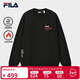 FILA 斐樂(lè )官方男子套頭衛衣2025冬新款休閑寬松加絨針織長(cháng)袖上衣 正黑色-BK XL 180/100A/XL
