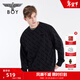 BOY LONDON【暗紋植絨】男女同款長(cháng)袖滿(mǎn)印寬松圓領(lǐng)套頭衛衣N03010 黑色 XL