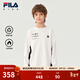 FILA【斐暖功能】斐樂(lè )兒童長(cháng)袖T恤2025冬季新款男中大童加絨上衣 牧筠白-IV 175
