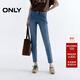 ONLY2025夏季新款個(gè)性腳口毛邊高腰緊身九分褲牛仔褲女|125349025 J34 390洗水牛仔藍 XS XS標準褲長(cháng)