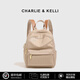 CHARLIE&KELLI品牌 CK輕奢包包女包韓版潮牛津布小背包2026新款雙肩包帆布書(shū)包 杏配棕【母親節生日情人節520禮物】