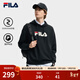 FILA 斐樂(lè )情侶款男女連帽衛衣冬季新款休閑寬松加絨保暖長(cháng)袖上衣 【常規款】正黑色-BK XL 180/100A/XL