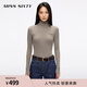 MISS SIXTY2025秋季新款羊毛羊絨針織衫女高領(lǐng)緊身長(cháng)袖簡(jiǎn)約刺繡 摩卡棕 S