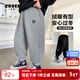 左西男童加絨褲子運動(dòng)褲2025秋冬新款兒童中大童束腳長(cháng)褲 灰色 150