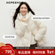 紅袖（hopeshow）多巴胺羽絨服2025冬季新款女裝「PengPeng絨」連帽寬松保暖短外套 米白004 L