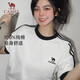 駱駝（CAMEL）夏日純棉T神男女寬松圓領(lǐng)短袖上衣T恤 C36BAXLN090 無(wú)際白/黑 XS