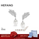 HEFANG何方珠寶白水晶羽毛耳環(huán)銀耳飾女士輕奢高級感生日新年禮物送女友 銀色/耳環(huán)款