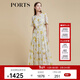 PORTS寶姿商場(chǎng)同款2022春夏新款女裝“絢爛夏花”印花連衣長(cháng)裙 亞麻淺金印花 M (6)