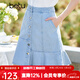 betu百圖女裝短裙牛仔顯瘦遮胯A字魚(yú)尾裙半身裙女2204T44 牛仔色 M