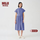 MUJI MUJI IDEE 女式 平紋 無(wú)袖連衣裙 女裝裙子夏季 GAD13C4S 藍紫色 M (155/80A)