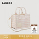 SANDRO春夏女士時(shí)尚氣質(zhì)粗花呢淺粉色經(jīng)典格紋托特背提包 602/淺粉色 TU