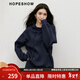紅袖休閑減齡百搭衛衣2025秋季新款女裝小眾刺繡花邊拼接抽繩連帽外套 藏青495 S