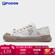 FILA FUSION斐樂(lè )帆布鞋情侶款一腳蹬半拖帆布鞋休閑鞋板鞋輕便帆布鞋男女 雪白/游牧棕-SN 時(shí)尚男款 41