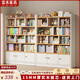 富禾實(shí)木書(shū)柜家用書(shū)架一體靠墻落地收納置物柜子大容量展示書(shū)本儲物柜 【15mm厚實(shí)木板芯】暖白+新松木色100cm 組裝【自行安裝】