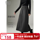 晚白【新品】冬款經(jīng)典毛呢裙高腰顯瘦利落通勤直筒半身裙 麻灰色 M