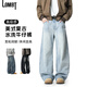 LOMBT美式復古水洗牛仔褲男春季寬松闊腿百搭直筒休閑長(cháng)褲LK11淺藍XL