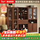 和諧家園 書(shū)柜 中古風(fēng)實(shí)木書(shū)柜黑胡桃木組合玻璃門(mén)滿(mǎn)墻落地書(shū)柜收納儲物柜 0.84m上下雙門(mén)書(shū)柜【B款】 組裝