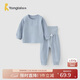 童泰（TONGTAI）寶寶內衣套裝春秋季男女童家居服上衣高腰褲子睡衣坑條藍色90cm
