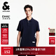 杰克·瓊斯（JACK&JONES）男裝夏季新款底擺條紋拼色字母貼布百搭常規翻領(lǐng)短袖T225206063 E38深蘭色 常規 L （180）