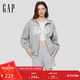 蓋璞女裝2025秋季新款logo雪尼爾繡標寬松抓絨連帽衫衛衣792498