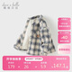 戴維貝拉兒童襯衫男童秋冬格子襯衣中大童加絨外套上衣