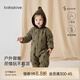 babylove嬰幼兒連體衣冬季純棉哈衣夾棉加厚保暖衣服防風(fēng)連帽外出服 橄欖綠 90cm
