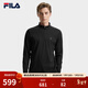 FILA 斐樂(lè )官方男子針織長(cháng)袖衫冬季新款時(shí)尚休閑半拉鏈基礎長(cháng)T 正黑色-BK XL 180/100A/XL