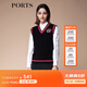 PORTS寶姿秋冬新品女裝羊毛針織背心SM9K803KKW003 黑色-傾慕紅 M