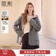 香影【純羊毛】雙面連帽大衣女2025冬季新款呢子灰粉撞色毛呢外套 淺灰 S 155/80A/85-95斤