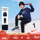 NIKE3BRAND 耐克男女童紅色拜年服衛衣+長(cháng)褲2件套兒童加絨保暖套裝