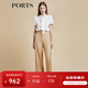 PORTS寶姿商場(chǎng)同款2022春夏新款女裝“卡其棕腰帶裝飾”直筒褲 鹿茸棕 S (4)