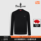 比音勒芬【觸感功能面料】春秋款男士時(shí)尚上衣日常休閑簡(jiǎn)約圓領(lǐng)長(cháng)袖T恤男 07黑色 L （105）