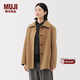 MUJI女式 羊毛混 短大衣 女外套25年冬季 毛呢外衣上衣 女裝 BD115A5A 駝色 M (160/84A)