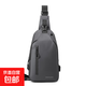 新款男士胸包休閑大容量單肩斜挎包韓版機車(chē)包防潑水潮背包110028 灰色