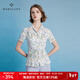 MORELINE沐蘭法式優(yōu)雅碎花襯衫女2025年夏新款設計感翻領(lǐng)減齡修身短袖襯衣 白粉花 XL