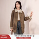 香影牛角扣麂皮絨外套女短款2025秋冬新款羊羔毛風(fēng)小個(gè)子仿生皮草 焦糖色W844269 M