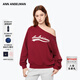 ANN ANDELMAN【明星同款】發(fā)泡印花斜領(lǐng)單肩衛衣女套頭露肩上衣 紅色 S