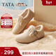 他她（TATA）復古加絨勃肯鞋女2025棉鞋厚底毛毛拖鞋穆勒鞋子CUG01CM5 米杏（絨里） 37